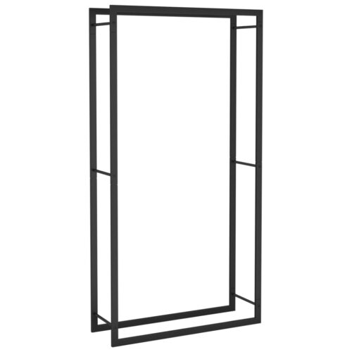 Steel Firewood Rack Log Holder Timber Kindling Lumber Carrier Storage Black - Image 2