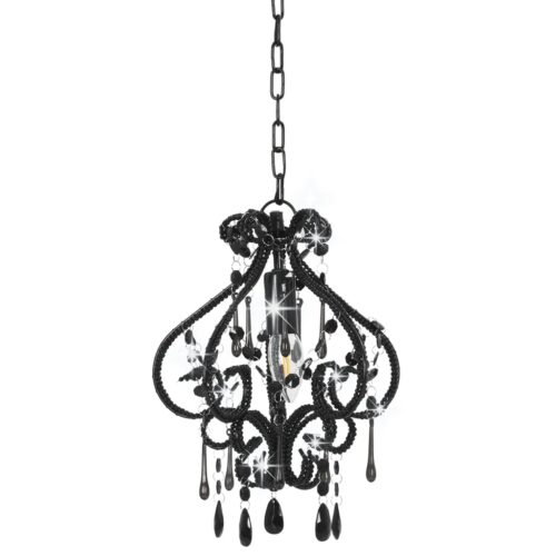 Ceiling Lamp with Beads Black Round E14 - Image 2