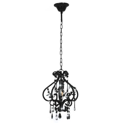 Ceiling Lamp with Beads Black Round E14 - Image 4