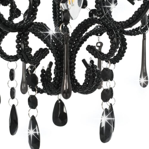 Ceiling Lamp with Beads Black Round E14 - Image 6