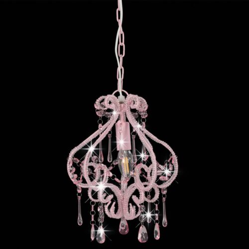 Ceiling Lamp with Beads Pink Round E14 - Image 4