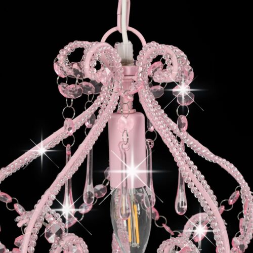 Ceiling Lamp with Beads Pink Round E14 - Image 5