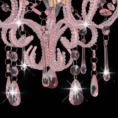 Ceiling Lamp with Beads Pink Round E14 - Image 6
