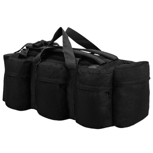 3-in-1 Army-Style Duffel Bag 90L Black - Image 2