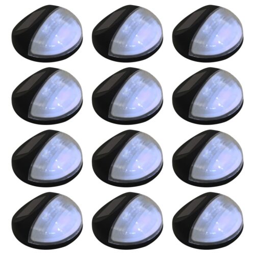Outdoor Solar Wall Lamps LED 12pcs Round Black
