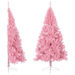 Artificial Half Christmas Tree with Stand Pink 210cm PVC