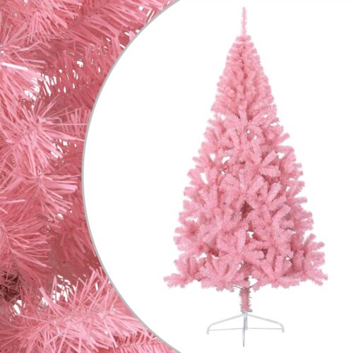 Artificial Half Christmas Tree with Stand Pink 210cm PVC - Image 2