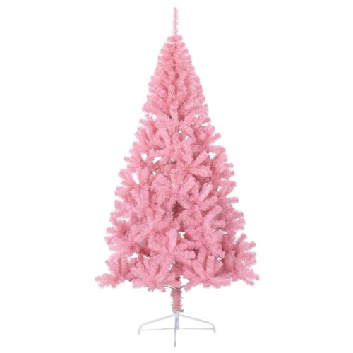 Artificial Half Christmas Tree with Stand Pink 210cm PVC - Image 3