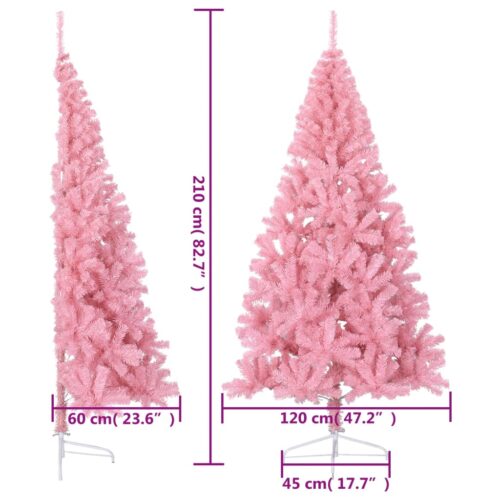 Artificial Half Christmas Tree with Stand Pink 210cm PVC - Image 8