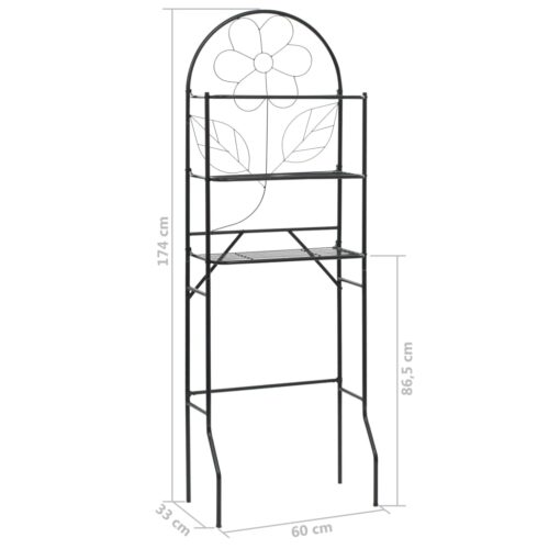 Toilet Rack Black 60x33x174cm - Image 7