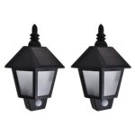 Solar Wall Lamps 2pcs with Motion Sensor Black