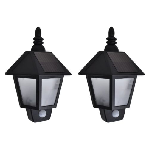 Solar Wall Lamps 2pcs with Motion Sensor Black