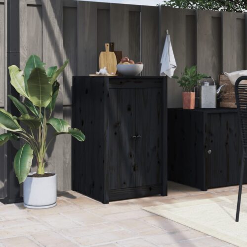 Outdoor Kitchen Doors Black 50x9x82cm Solid Wood Pine - Image 10