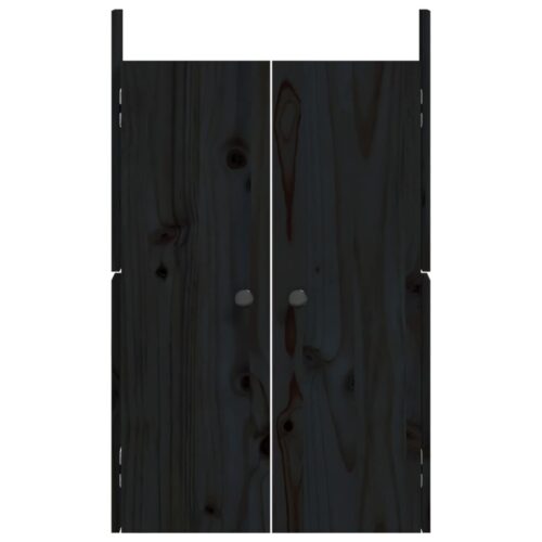 Outdoor Kitchen Doors Black 50x9x82cm Solid Wood Pine - Image 4