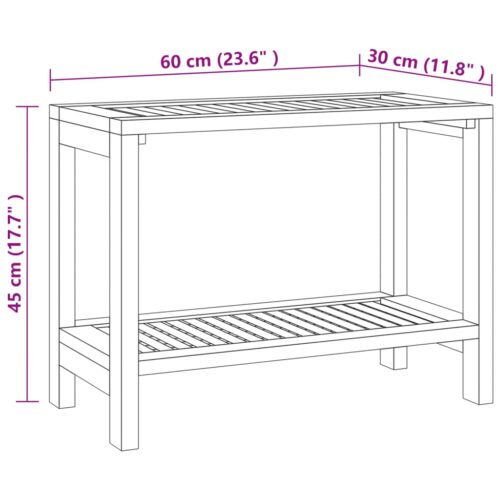 Bathroom Side Table 60x30x45cm Solid Wood Teak - Image 7