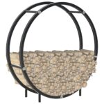 Firewood Rack Black 70x20x70cm Steel