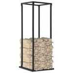 Firewood Rack with Base Black 37x37x113cm Steel