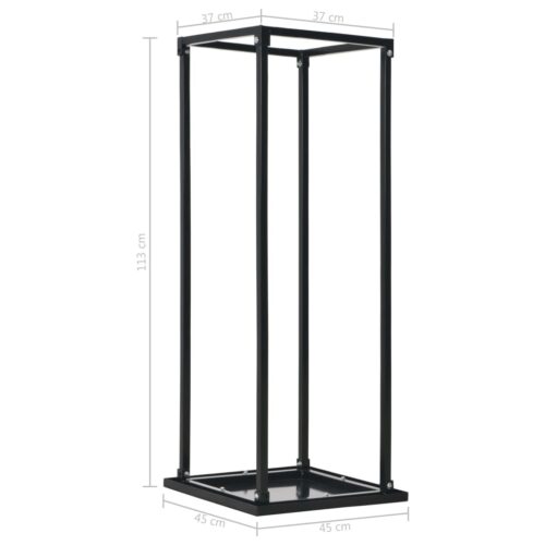 Firewood Rack with Base Black 37x37x113cm Steel - Image 6