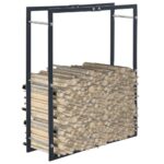 Firewood Rack Black 80x25x100cm Steel