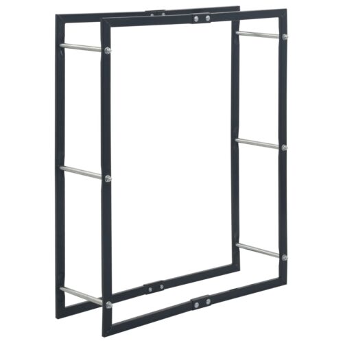 Firewood Rack Black 80x25x100cm Steel - Image 2