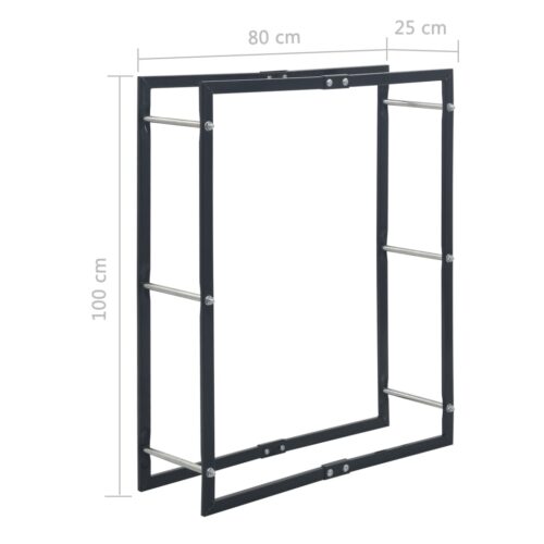 Firewood Rack Black 80x25x100cm Steel - Image 6