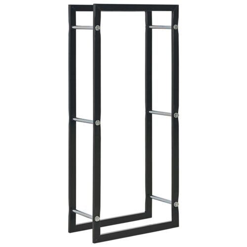 Firewood Rack Black 44x20x100cm Steel - Image 2