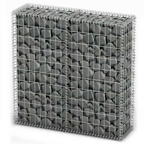 Gabion Basket with Lids Galvanised Wire 100 x 100 x 30cm