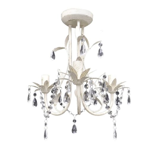 Crystal Pendant Ceiling Lamp Chandelier Elegant White - Image 2