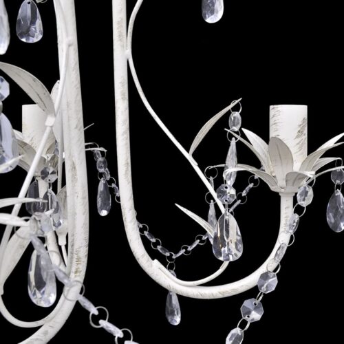 Crystal Pendant Ceiling Lamp Chandelier Elegant White - Image 3