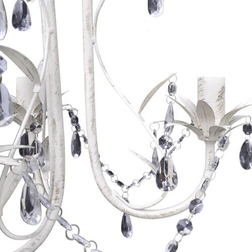 Crystal Pendant Ceiling Lamp Chandelier Elegant White - Image 4