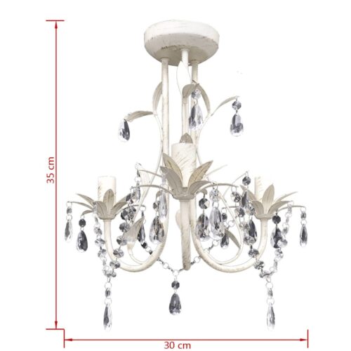 Crystal Pendant Ceiling Lamp Chandelier Elegant White - Image 5