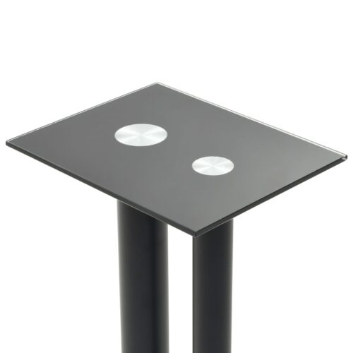 Speaker Stands 2pcs Tempered Glass 2 Pillars Design Black - Image 4