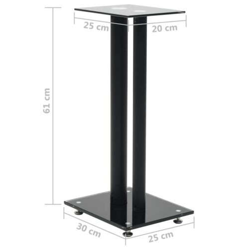 Speaker Stands 2pcs Tempered Glass 2 Pillars Design Black - Image 7