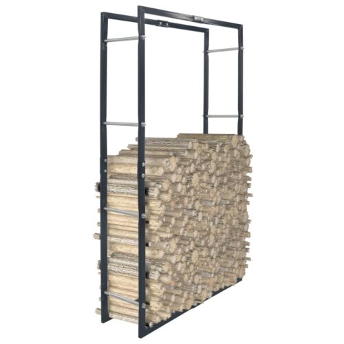 Firewood Rack Black 80x25x150cm Steel