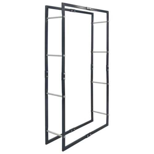 Firewood Rack Black 80x25x150cm Steel - Image 2