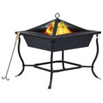 Fire Pit Black 42x42x45cm Steel