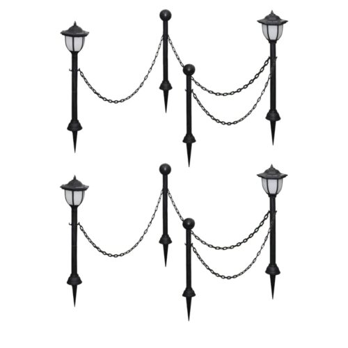 Solar Lights 4pcs with Chain Fence Poles