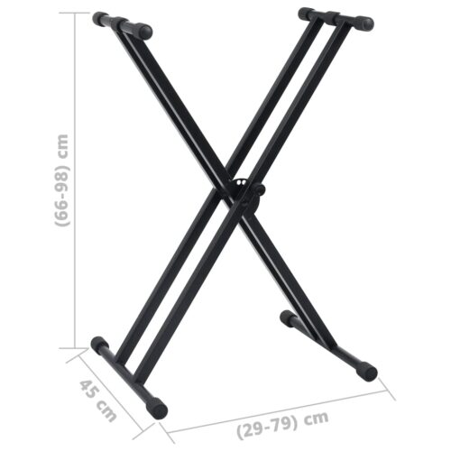 Double Braced Keyboard Stand Stool Set Black - Image 10