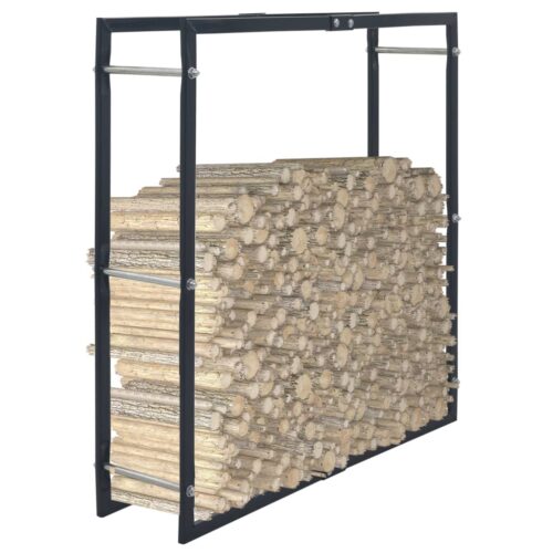 Firewood Rack Black 100x25x100cm Steel