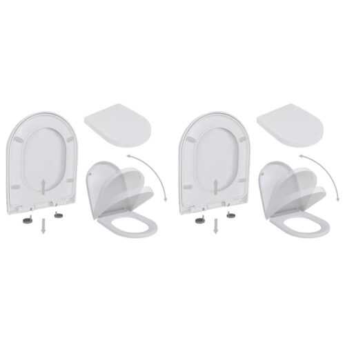 Toilet Seats with Soft Close Lids 2pcs Plastic White
