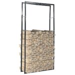 Firewood Rack Black 100x25x200cm Steel