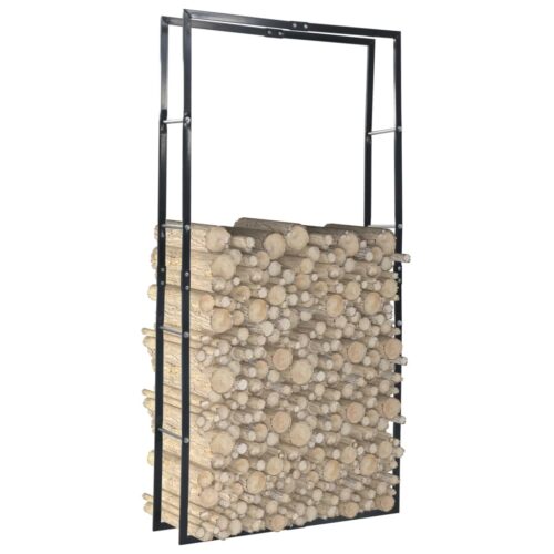 Firewood Rack Black 100x25x200cm Steel
