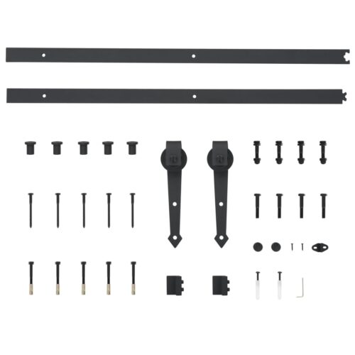 Sliding Door Hardware Kit 183cm Steel Black - Image 5