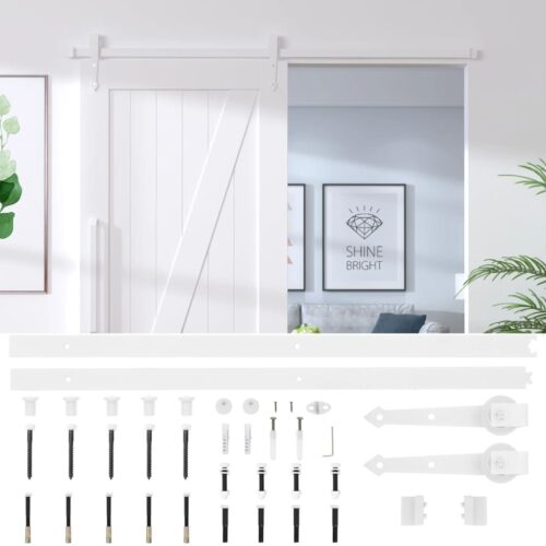 183cm Sliding Barn Door Hardware Track Set Office Bedroom Interior Closet White - Image 6