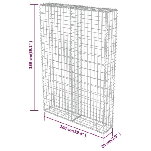 Gabion Wall with Covers Galvanised Steel 100x20x150cm - Image 6