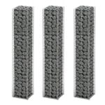 Gabion Set 3pcs Galvanised Wire 25 x 25 x 150cm