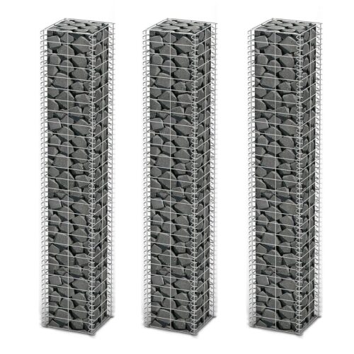 Gabion Set 3pcs Galvanised Wire 25 x 25 x 150cm