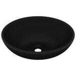Luxury Basin Oval-shaped Matt Black 40x33cm Ceramic