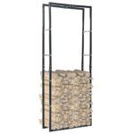 Firewood Rack Black 80x25x200cm Steel