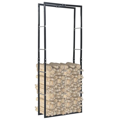 Firewood Rack Black 80x25x200cm Steel